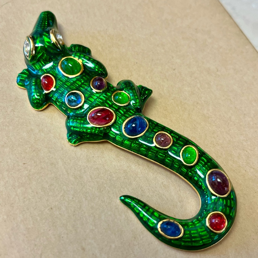 Kenneth Jay Lane Kjl Enamel Alligator Crocodile B… - image 3